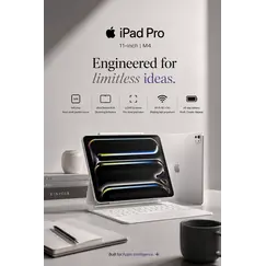 Apple 11-inch iPad Pro M4 Wi-Fi - Tablet - 2 TB - 11" Tandem OLED (2420 x 1668) - com vidro comum - prata