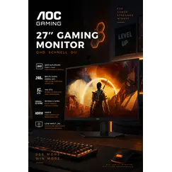 AOC Gaming Q27G42XE - Monitor LED - gaming - 27" - 2560 x 1440 QHD @ 180 Hz - Fast IPS - 300 cd/m² - 1000:1 - HDR10 - 0.5 ms - 2xHDMI, DisplayPort - a