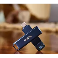 SanDisk Phone Drive - Drive flash USB - 256 GB - USB-C / Lightning - céu metálico