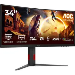 AOC Gaming CU34G4Z - Monitor LED - gaming - curvo - 34" - 3440 x 1440 WQHD @ 240 Hz - Fast VA - 450 cd/m² - 2500:1 - DisplayHDR 400 - 0.5 ms - 2xHDMI,