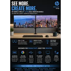HP 527pq - Series 5 Pro - monitor LED - 27" - 2560 x 1440 QHD - IPS - 350 cd/m² - 1500:1 - 5 ms - HDMI, DisplayPort - preto jacto, preto e prateado (s