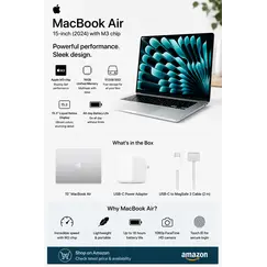 Apple MacBook Air - M3 - M3 10-core GPU - 24 GB RAM - 512 GB SSD - 15.3" IPS 2880 x 1864 (WQXGA+) - Wi-Fi 6E, Bluetooth - prata - kbd: Português