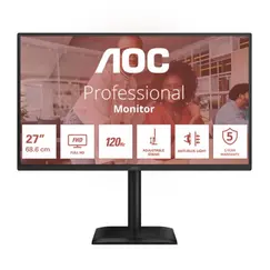 AOC 27E4CV - Monitor LED - 27" - 1920 x 1080 Full HD (1080p) @ 120 Hz - IPS - 300 cd/m² - 1500:1 - 4 ms - HDMI, DisplayPort, USB-C - altifalantes - pr