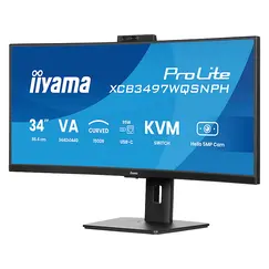 iiyama ProLite XCB3497WQSNPH-B1 - Monitor LED - curvo - 34" (31.3" visível) - 3440 x 1440 UWQHD @ 120 Hz - VA - 300 cd/m² - 3000:1 - 0.4 ms - 2xHDMI,
