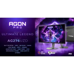 AOC AGON PRO AG276UZD - Monitor OLED - gaming - 27" (26.5" visível) - 3840 x 2160 4K UHD (2160p) @ 160 Hz - 1000 cd/m² - 1500000:1 - DisplayHDR 400 Tr