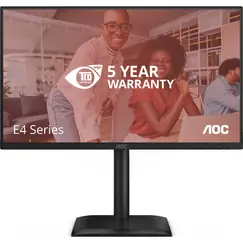 AOC 24E4U - Monitor LED - 24" (23.8" visível) - 1920 x 1080 Full HD (1080p) @ 120 Hz - IPS - 300 cd/m² - 1500:1 - 4 ms - HDMI, VGA, DisplayPort - alti