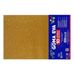 Placa de Goma EVA 40x60cm Ouro Glitter 1un