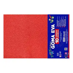 Placa de Goma EVA 40x60cm Vermelho Glitter 1un