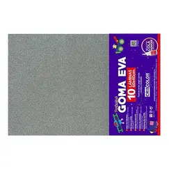 Placa de Goma EVA 40x60cm Prata Glitter 1un