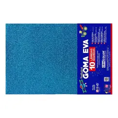 Placa de Goma EVA 40x60cm Azul Glitter 1un