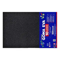 Placa de Goma EVA 40x60cm Preto Glitter 1un