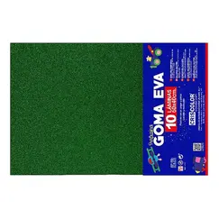 Placa de Goma EVA 40x60cm Verde Escuro Glitter 1un