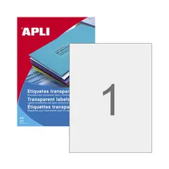 Etiquetas 210x297mm 20Fls Intempéries Transparente Apli 20un