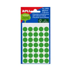 Etiquetas Redondas 13mm Verde Apli 2058 175un