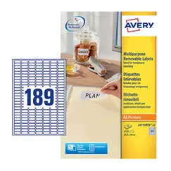 Etiquetas Removíveis 025,4x010mm Avery 25 Folhas 4725un