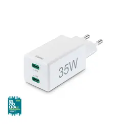 Carregador USB-C 2 Portas 35W Rápido Branco