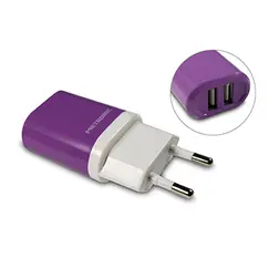 Carregador USB-A 2 Portas 230VAC/5VDC 2A 10W Lilás