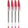 Esferográfica BIC Cristal Ball Point Vermelho 1mm - Pack 4 | Loja BluePixel