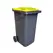 Contentor 120L Plástico 2 Rodas Cinzento Tampa Amarela