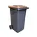 Contentor 120L Plástico 2 Rodas Cinzento Tampa Castanha