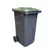 Contentor 120L Plástico 2 Rodas Cinzento Tampa Verde