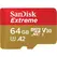 Tarjeta de Memoria SanDisk Extreme 64GB microSD XC UHS-I con Adaptador/ Clase 10/ 170MBs