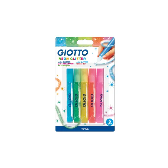 Cola Glitter Glue Neon GIOTTO 5x10,5m - Cola brilhante para artesanato e decoração