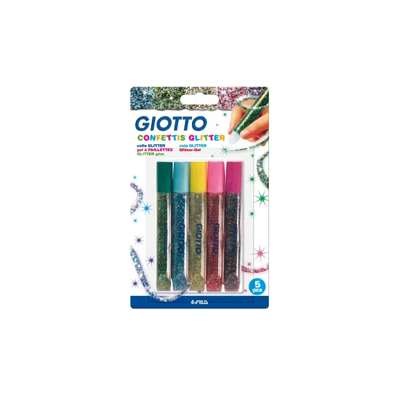 Cola Glitter Glue Confettis GIOTTO 5x10,5m - Cola com Glitter para Artesanato e Decoração