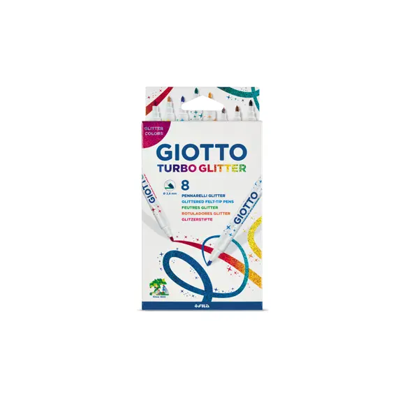 Giotto Turbo Glitter 8 Core - Marcador Feltro com Glitter para Artes e Desenho | bluepixel.pt