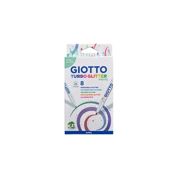 Marcador Feltro Giotto Turbo Glitter Pastel 8 Cores | Material de Arte na bluepixel.pt