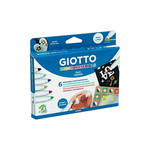 Marcador Pintura Giotto Decor Materials Cx 6 Cores Sortidas | Loja BluePixel