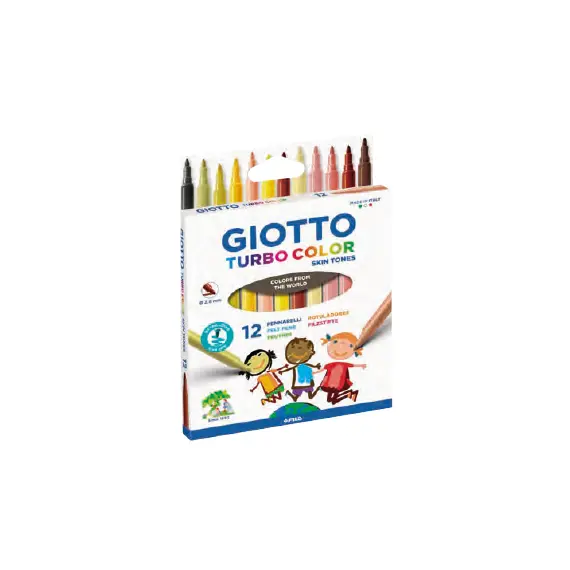 Marcadores Feltro Giotto Turbo Color Skin Tones 12 Cores - Material Artístico de Qualidade