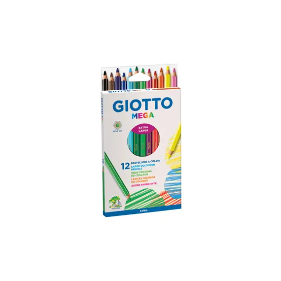 Lápis de Cor Giotto Mega 12 Unidades em Caixa de Cartão - 18cm | Loja BluePixel