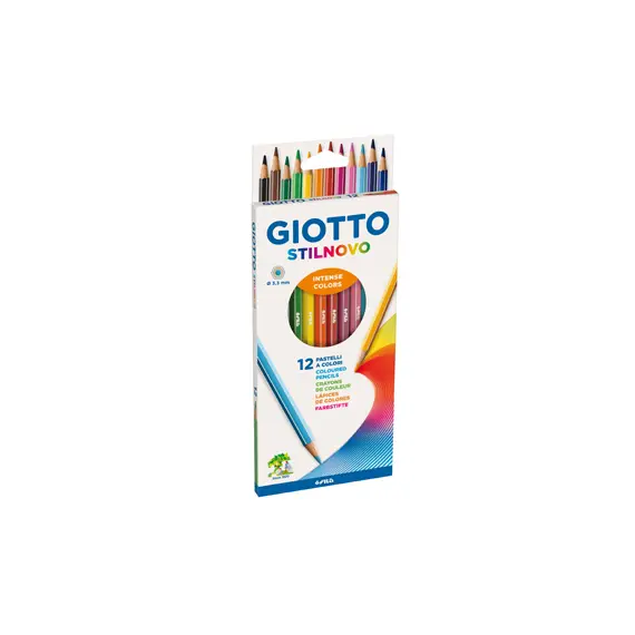Lápis de Cor Giotto Stilnovo 12unidades Caixa Cartão 18cm | Material Escolar de Qualidade