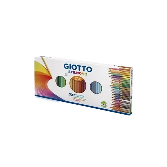 Lápis de Cor Giotto Stilnovo 50 Unidades Caixa Cartão 18cm | Material Escolar de Qualidade