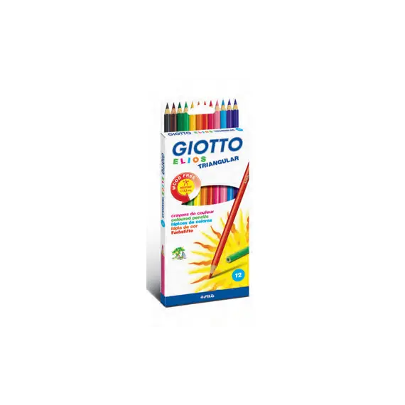 Lápis de Cor Giotto Elios Triangular 12un 18cm | Material Escolar de Qualidade