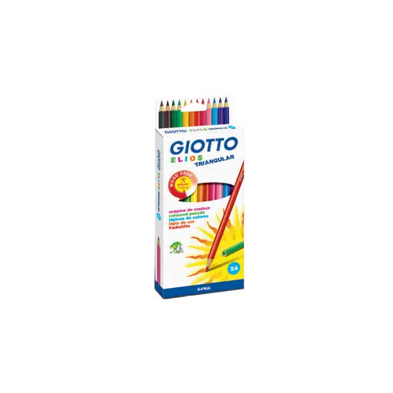 Lápis de Cor Giotto Elios Triangular 24 Unidades - Material Escolar de Qualidade