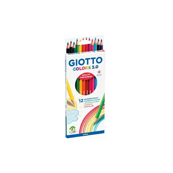 Lápis de Cor Aguarelável Giotto Colors 12un Cx Cartão - Material Artístico de Qualidade