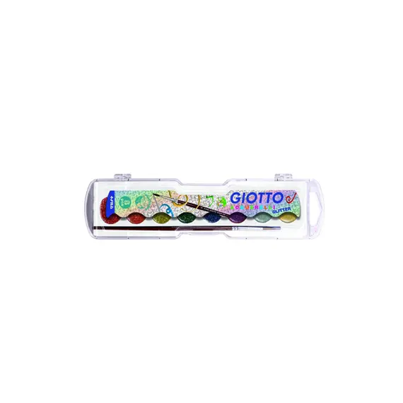 Conjunto Aguarelas 8 Cores Glitter + Pincel Giotto | Materiais de Arte na bluepixel.pt
