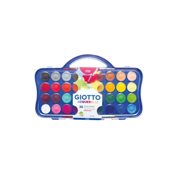 Conjunto de Aguarelas Giotto 36 Cores 30mm + Pincel | Materiais de Arte na bluepixel.pt