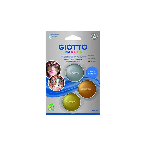 Pintura Facial Giotto Ouro, Prata e Bronze - Kit de Cores Brilhantes para Festas | bluepixel.pt