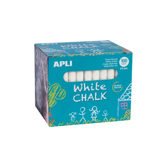 Giz branco APLI Cx 100un - Material para quadros brancos de alta qualidade | BluePixel.pt