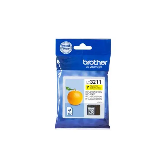 Tinteiro Brother LC3211Y Amarelo - Cartucho de Tinta para Impressoras Brother - 200 páginas