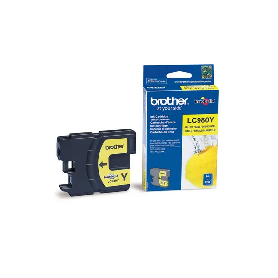 Tinteiro Brother LC980Y Amarelo 4,8ml para Impressoras Brother - Alta Qualidade