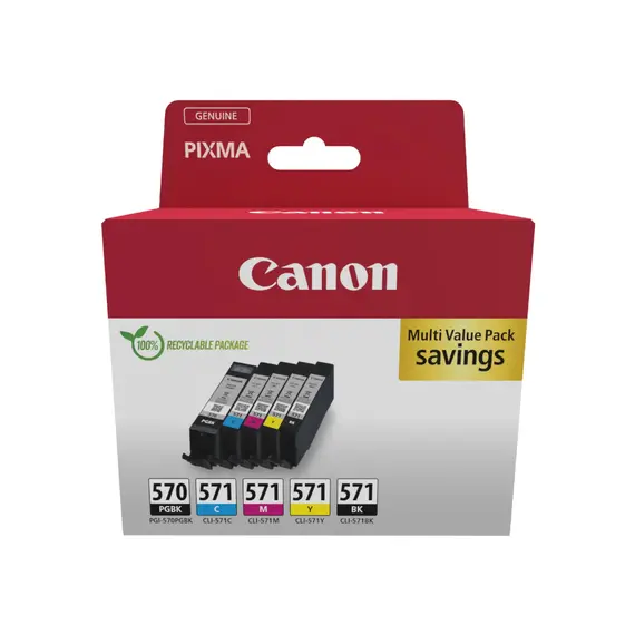 Pack Tinteiros Canon 570/571 Preto e Cores 0372C006 | Impressão de Qualidade na bluepixel.pt