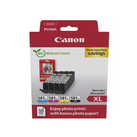 Pack Tinteiros Canon 581XL 4 Cores 2052C006 | Alta Qualidade e Economia - bluepixel.pt
