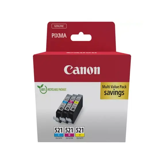Pack Tinteiros Canon 521 3 Cores 2934B010 | Compatível com Impressoras Canon | BluePixel.pt