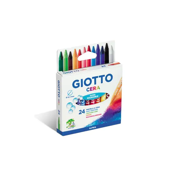 Lápis de Cera Giotto 24 Cores | Material de Arte para Crianças | bluepixel.pt