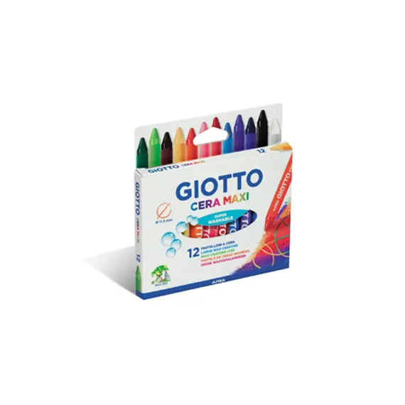 Lápis de Cera Giotto Maxiem 12 Cores - Material Escolar de Qualidade na bluepixel.pt