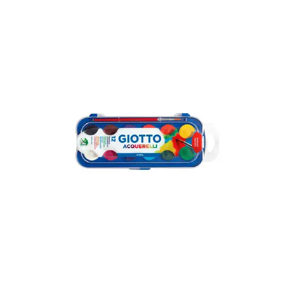Conjunto de Aguarelas Giotto 12 Cores de 23mm + Pincel | Material de Pintura de Qualidade